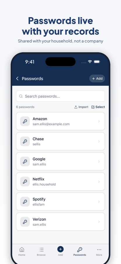 The password manager on iPhone with accounts and autofill.